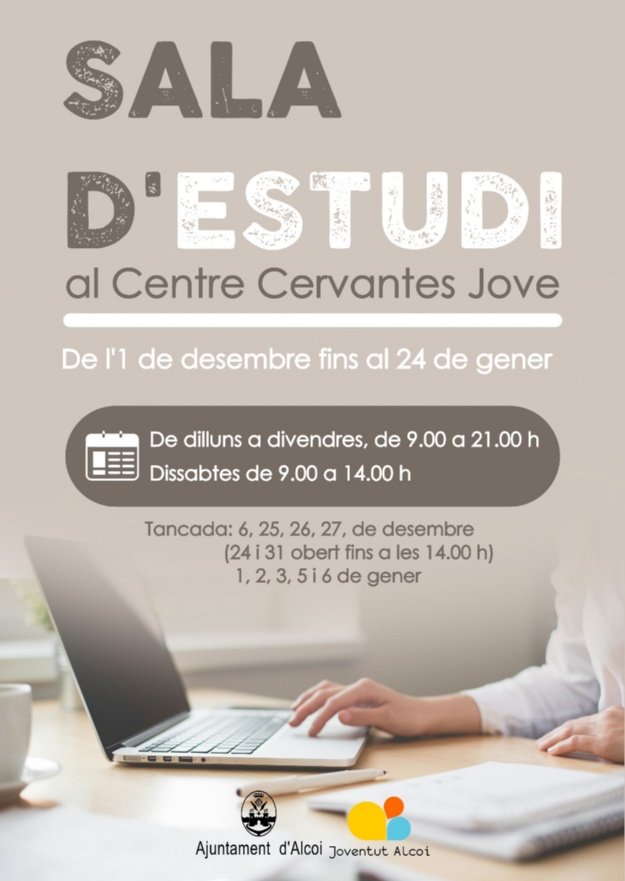 Cartel Sala de estudio del Centre Cervantes Jove