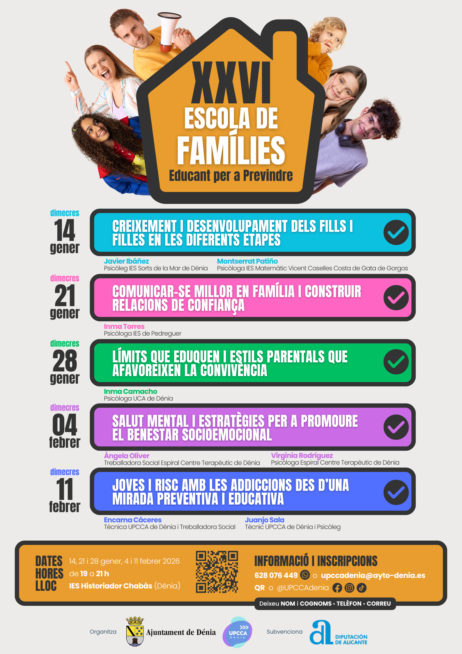 Vuelve la Escuela de Familias a Dénia para hablar de educar, convivir y prevenir