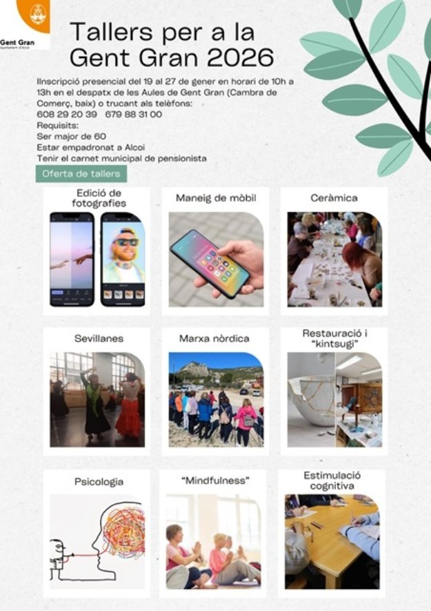 Cartel de los talleres de la Gent Gran 2026